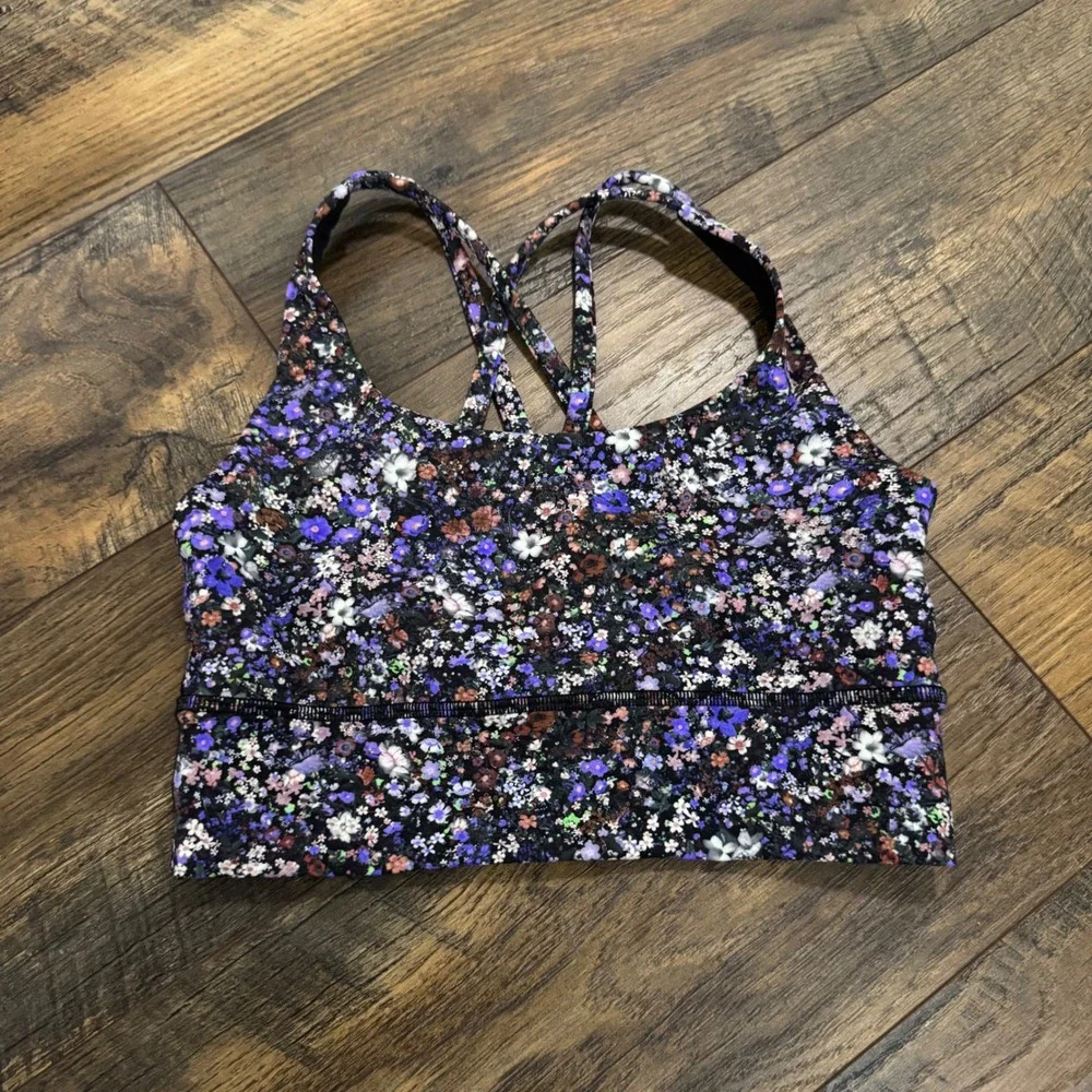 Lululemon Energy Bra Longline Flower Pop Multi Strappy Sports Bra Size 4